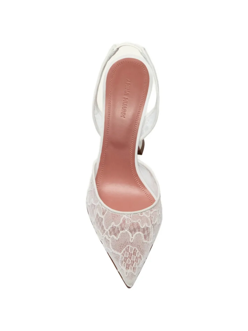 Amina Muaddi Holli floral-lace slingback pumps Wit