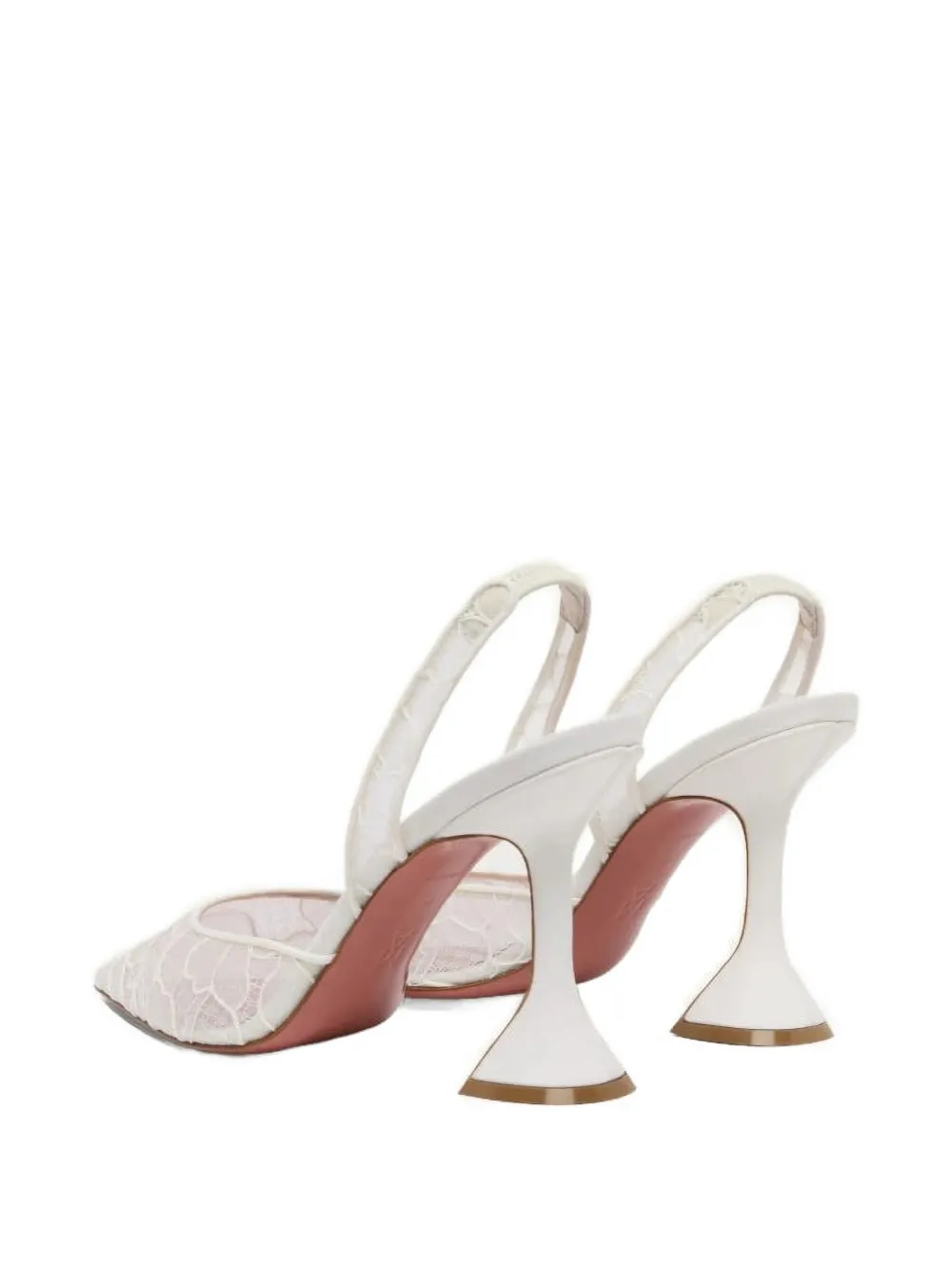 Amina Muaddi Holli floral-lace slingback pumps Wit