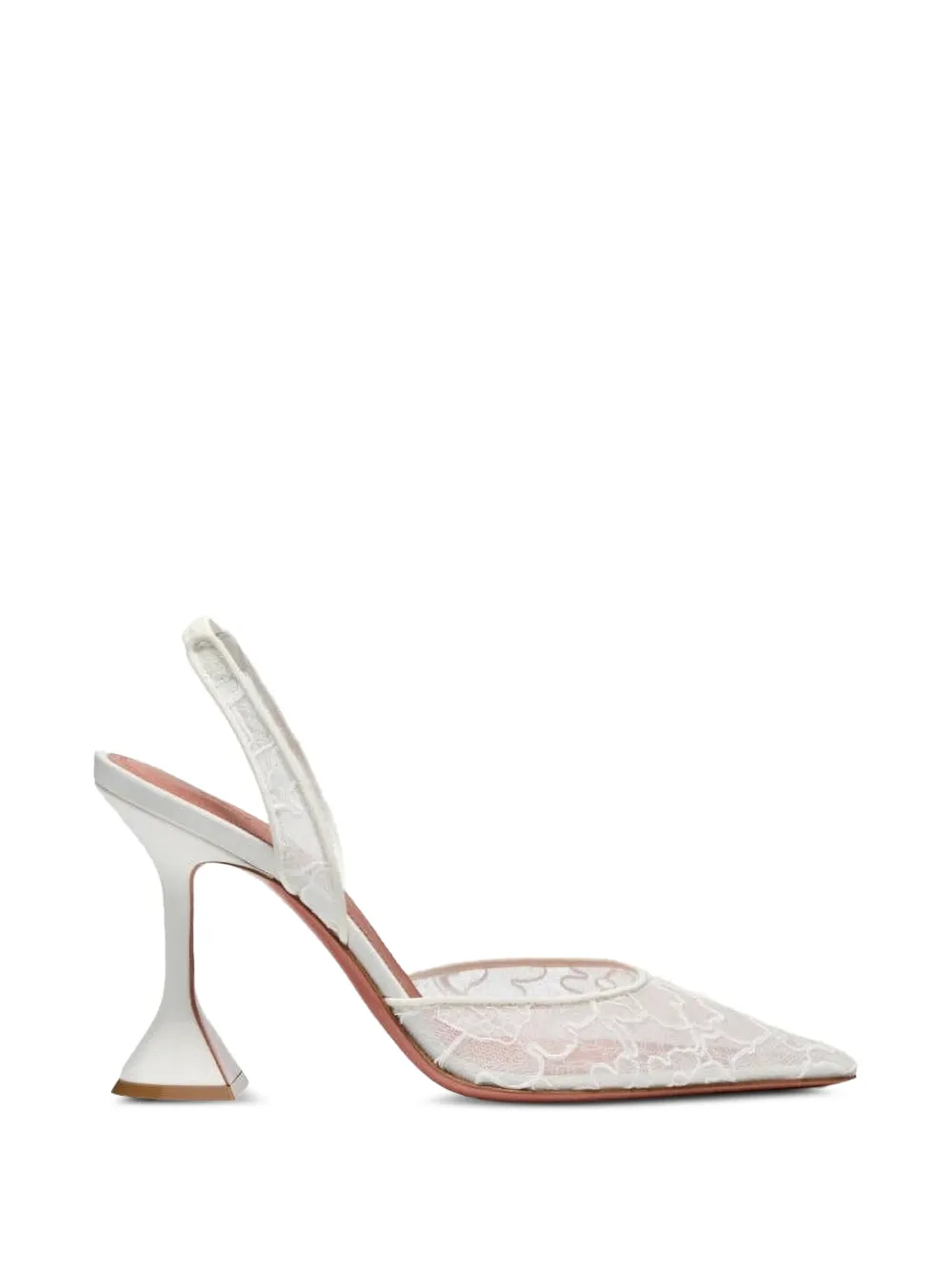 Amina Muaddi Holli floral-lace slingback pumps Wit