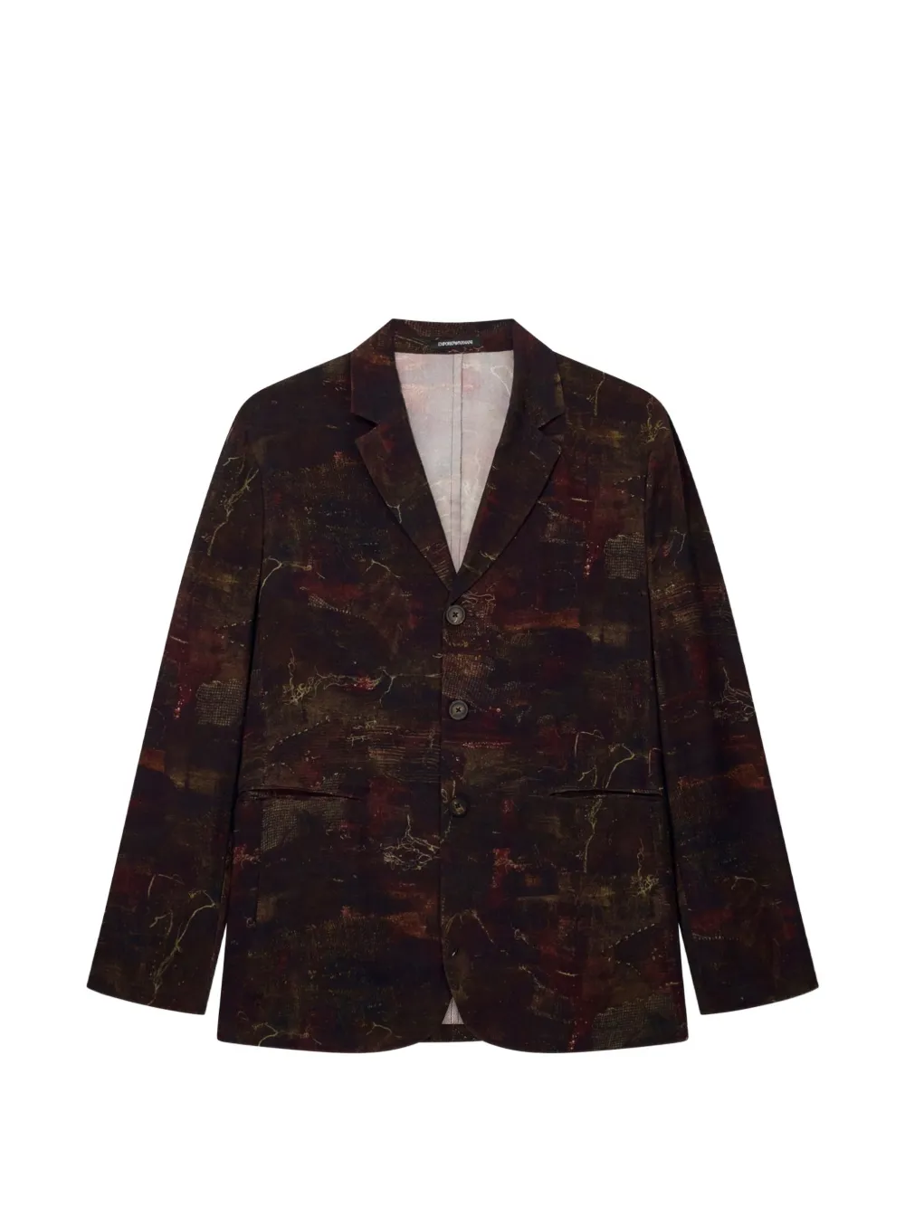Emporio Armani abstract-print single-breasted jacket - Marrone