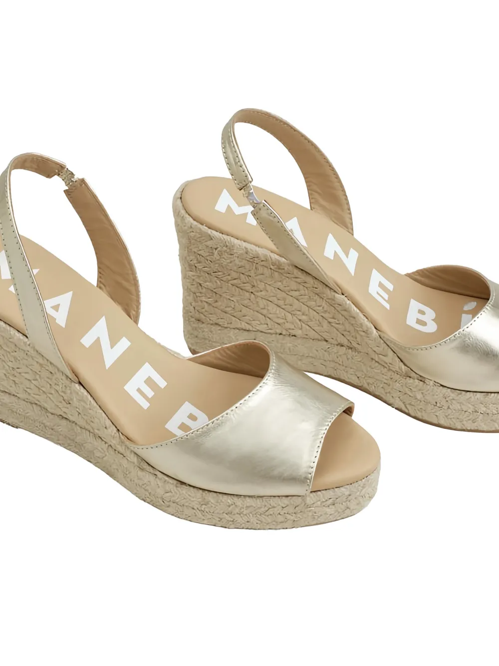 Manebi metallic-leather slingback espadrilles Goud