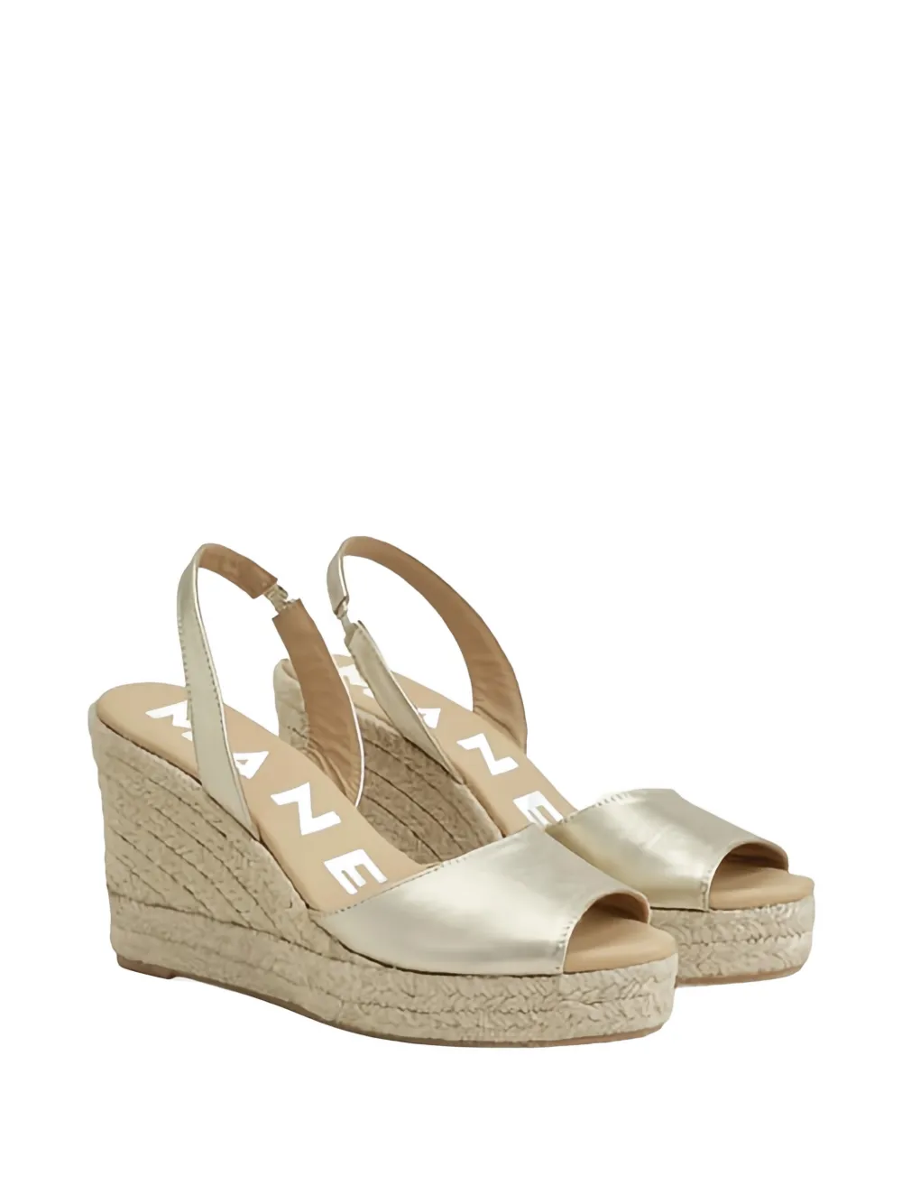 Manebi metallic-leather slingback espadrilles Goud