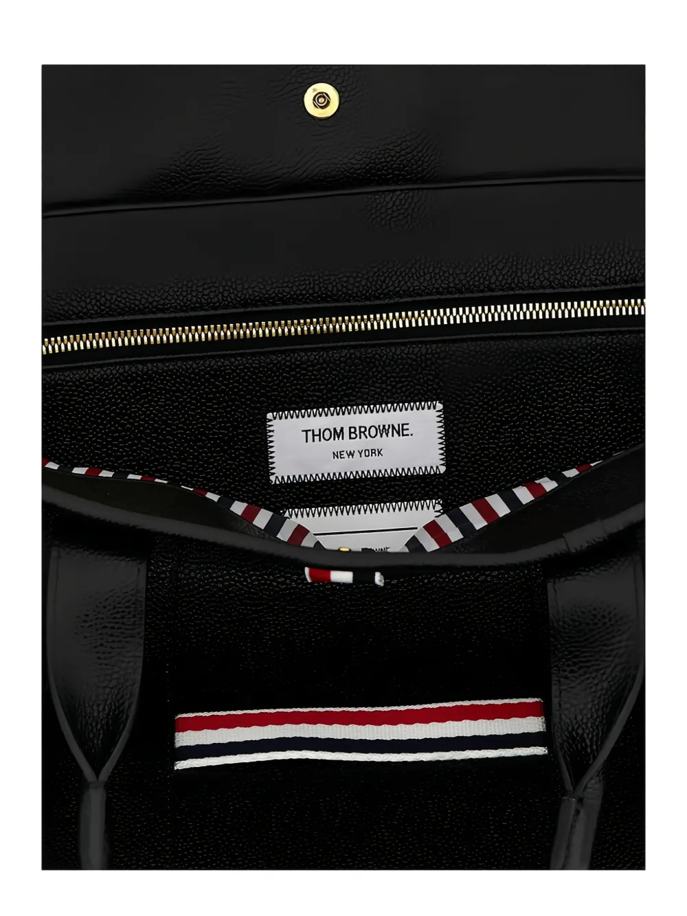 Thom Browne Leren shopper met grosgrain-effect Zwart