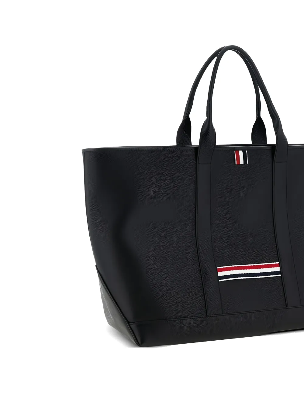 Thom Browne Leren shopper met grosgrain-effect Zwart