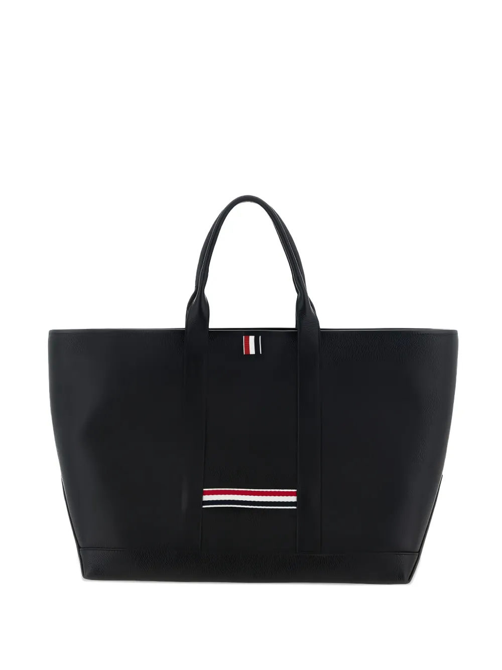 Thom Browne tricolour-grosgrain leather tote bag - Schwarz