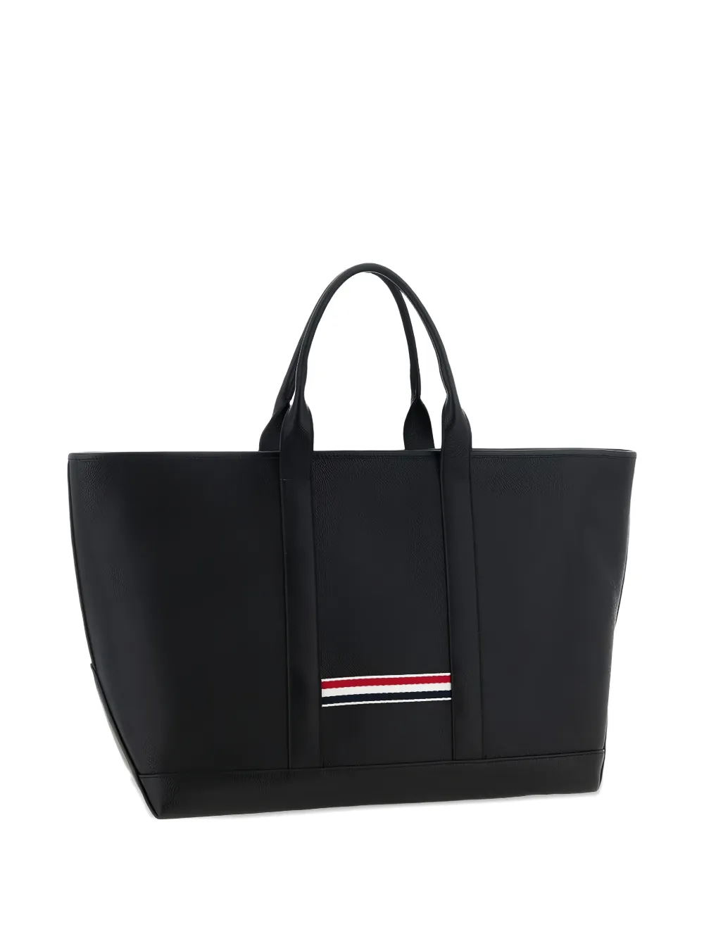Thom Browne Leren shopper met grosgrain-effect Zwart
