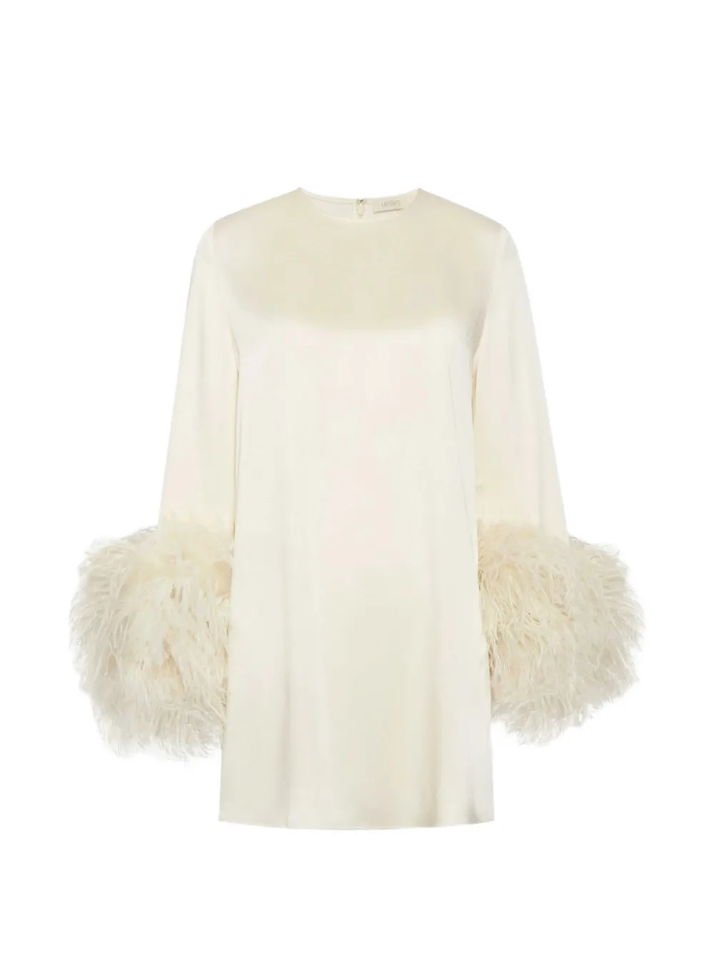 LAPOINTE feather-trim satin mini shift dress - Toni neutri