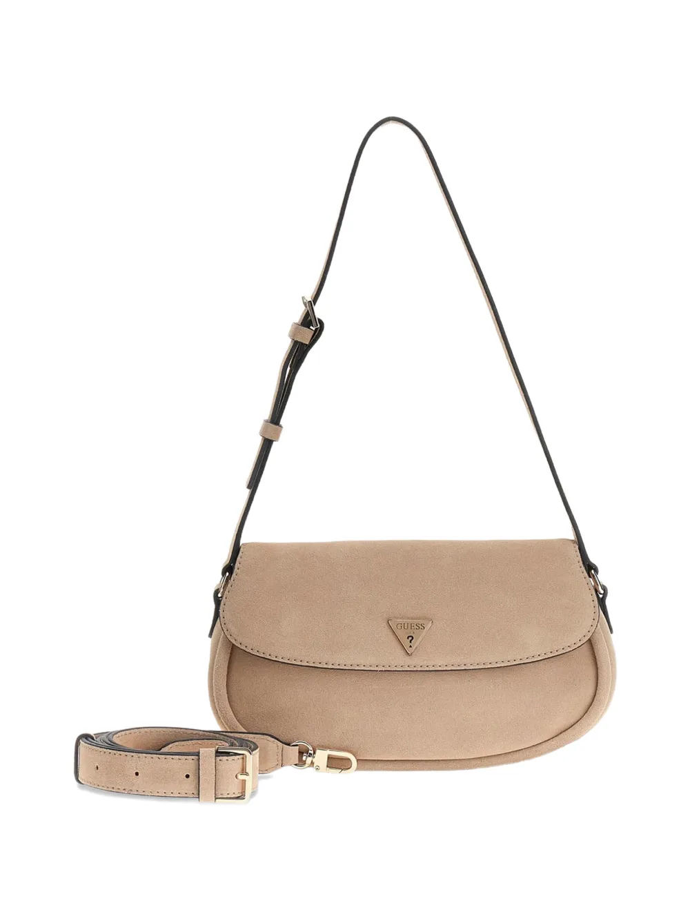 GUESS USA Schoudertas met suède textuur en logoplakkaat Beige