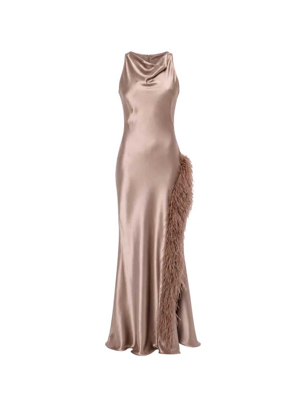 LAPOINTE feather-trim maxi dress - Rosa