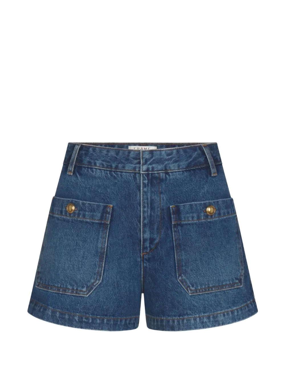 FRAME button-embellished patch-pocket shorts - Blu