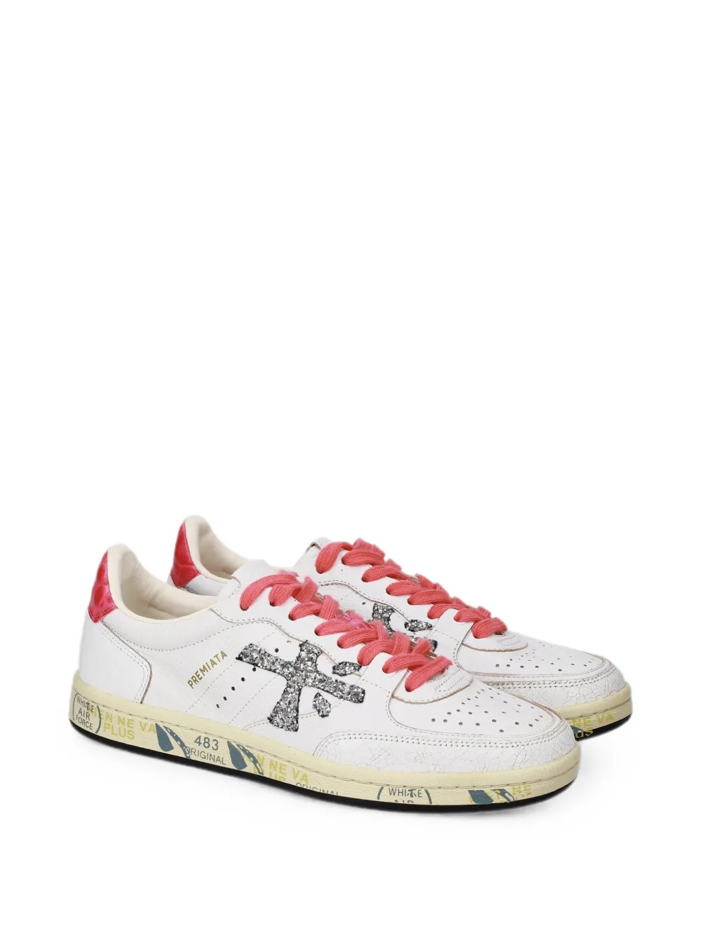Premiata Clayd glitter-embellished sneakers Wit