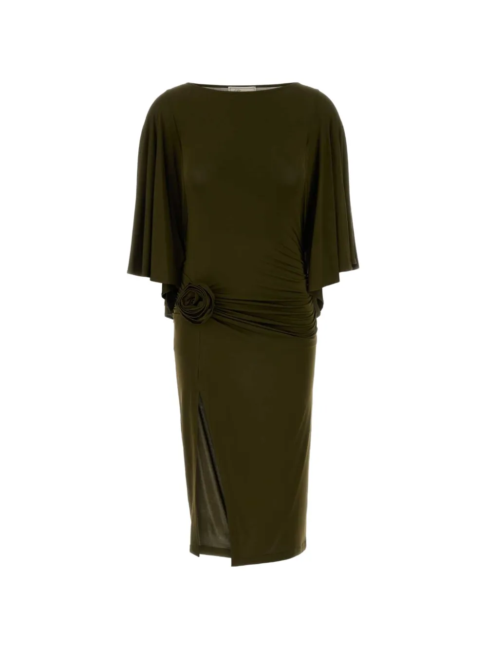 Blumarine rosette-detail cape-sleeve midi dress - Verde