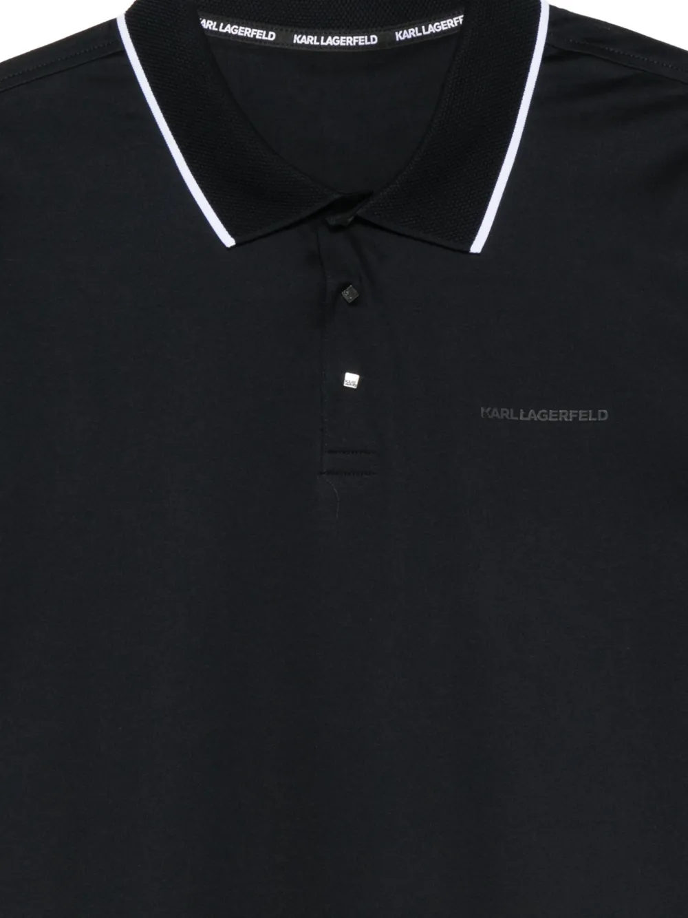 Karl Lagerfeld Poloshirt met gestreepte kraag en logo-print Blauw