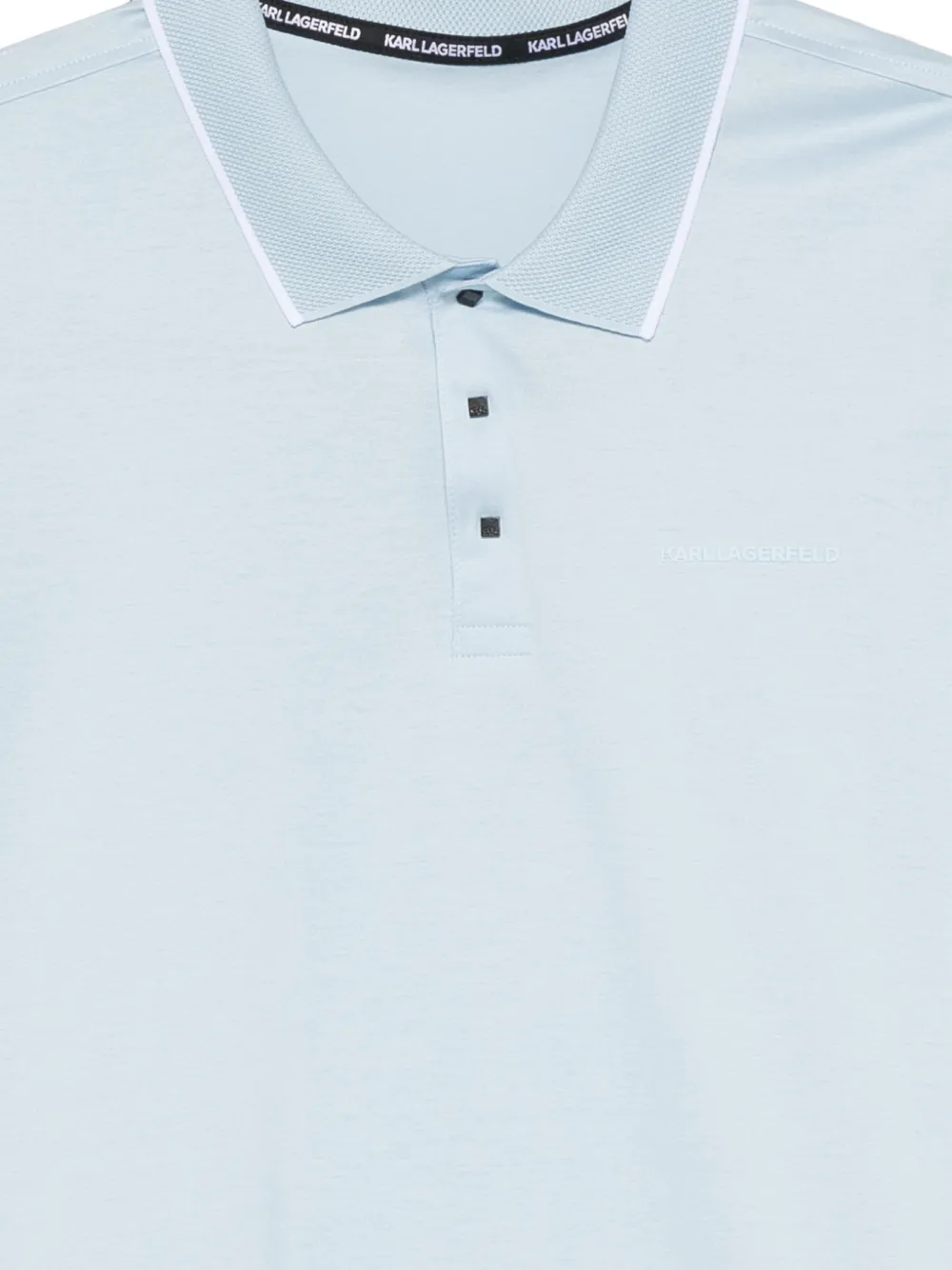 Karl Lagerfeld Poloshirt met gestreepte kraag en logo-print Blauw