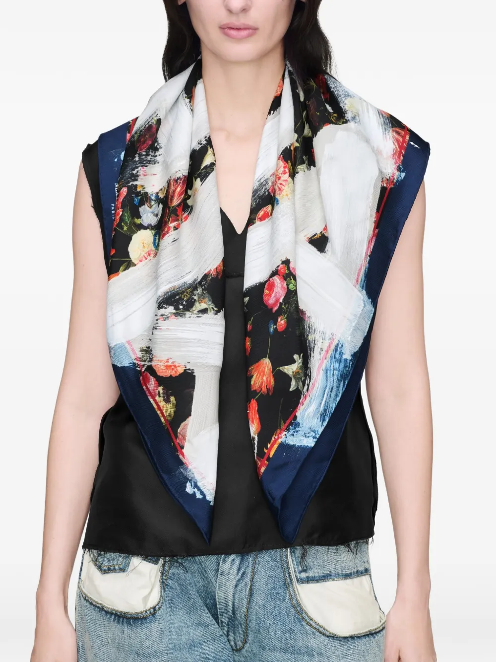 Maison Margiela printed silk scarf - Nero