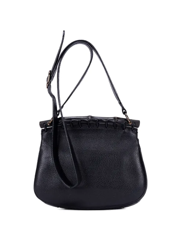 GUCCI バンブーショルダーバッグ レザー ブラック Gucci Pre-Owned バンブー ヌーボー ショルダーバッグ | ブラック