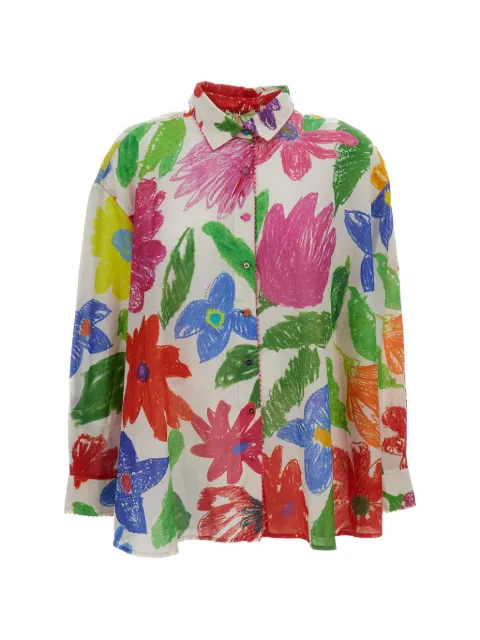 Pero floral-print organza shirt