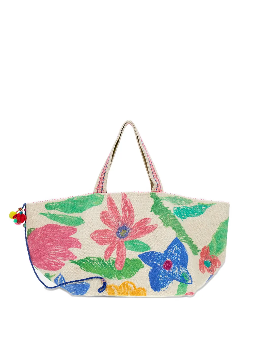 Pero floral-pattern canvas large tote bag - Toni neutri
