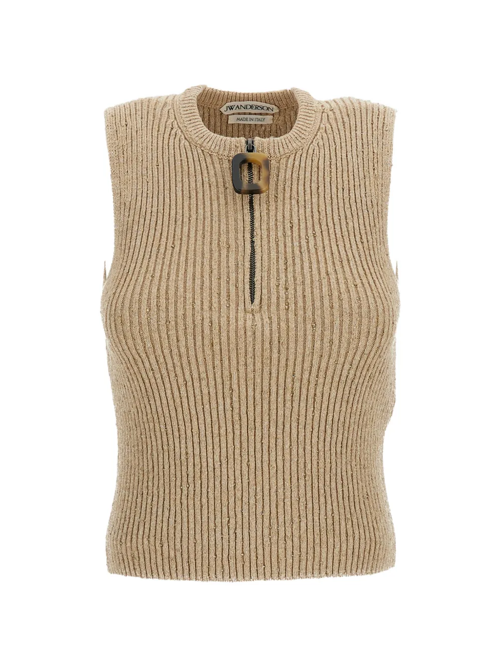 JW Anderson ribbed-knit quarter-zip top - Neutrals