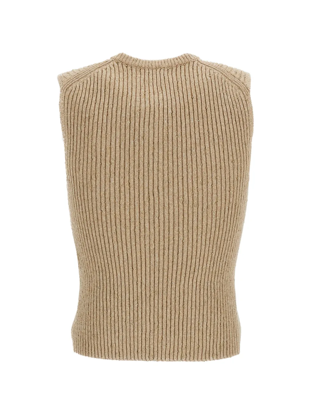 JW Anderson Ribgebreide top met kwartrits Beige