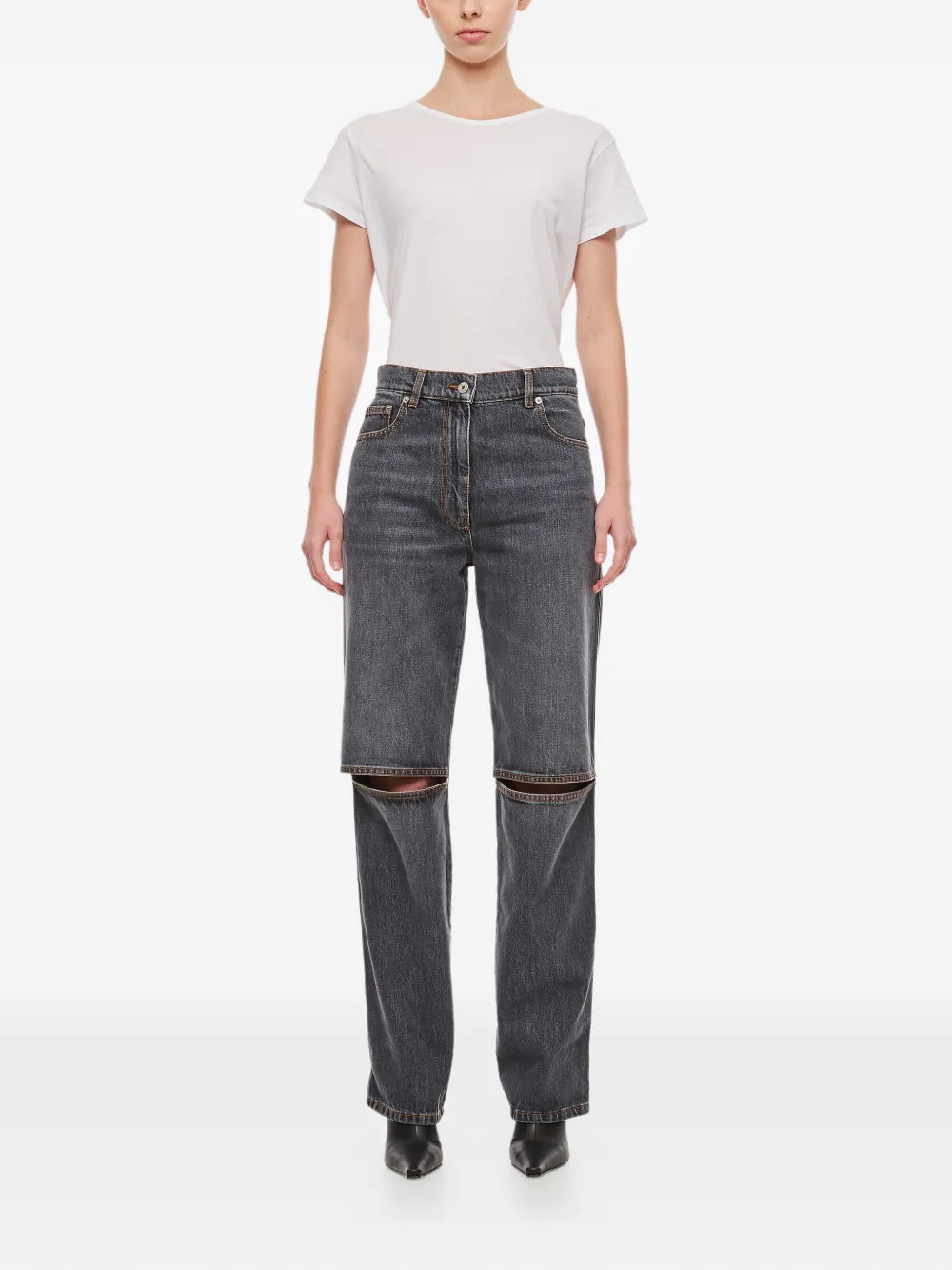 JW Anderson Jeans met uitgesneden detail en logo Grijs