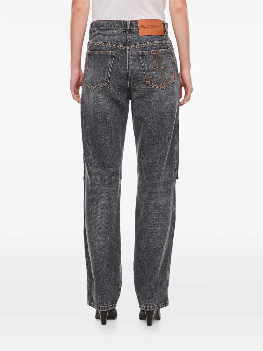 JW Anderson Jeans met uitgesneden detail en logo Grijs
