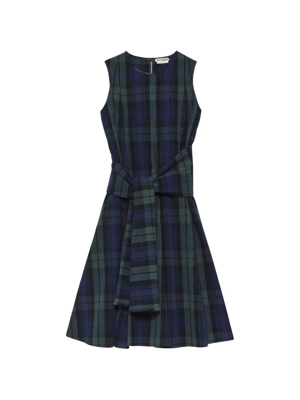 JW Anderson check-pattern tie-waist midi dress - Blu