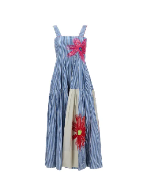 Pero vestido midi a rayas con bordado