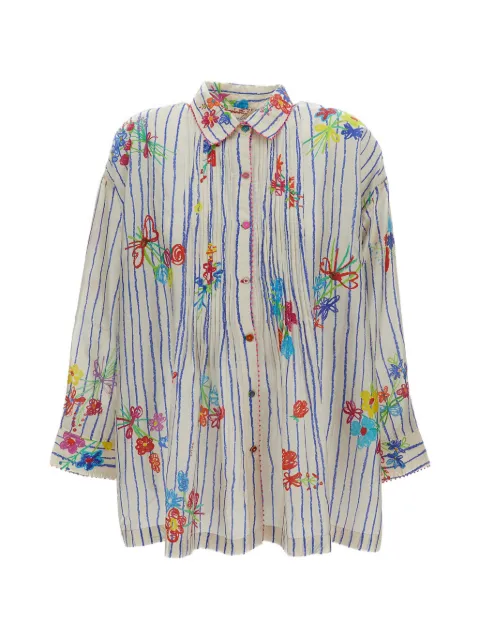 Pero floral-print striped shirt