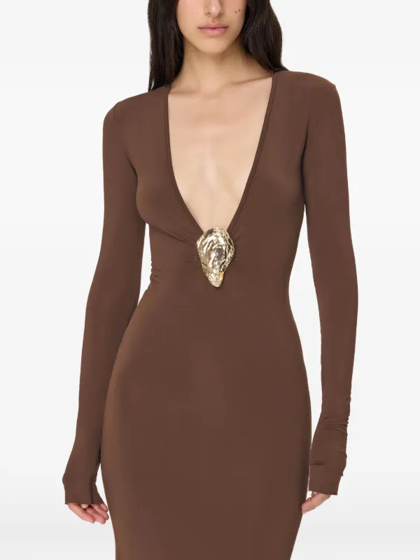 maxi dress with gold hardware KOROBEYNIKOV gold-tone | Brown wk44