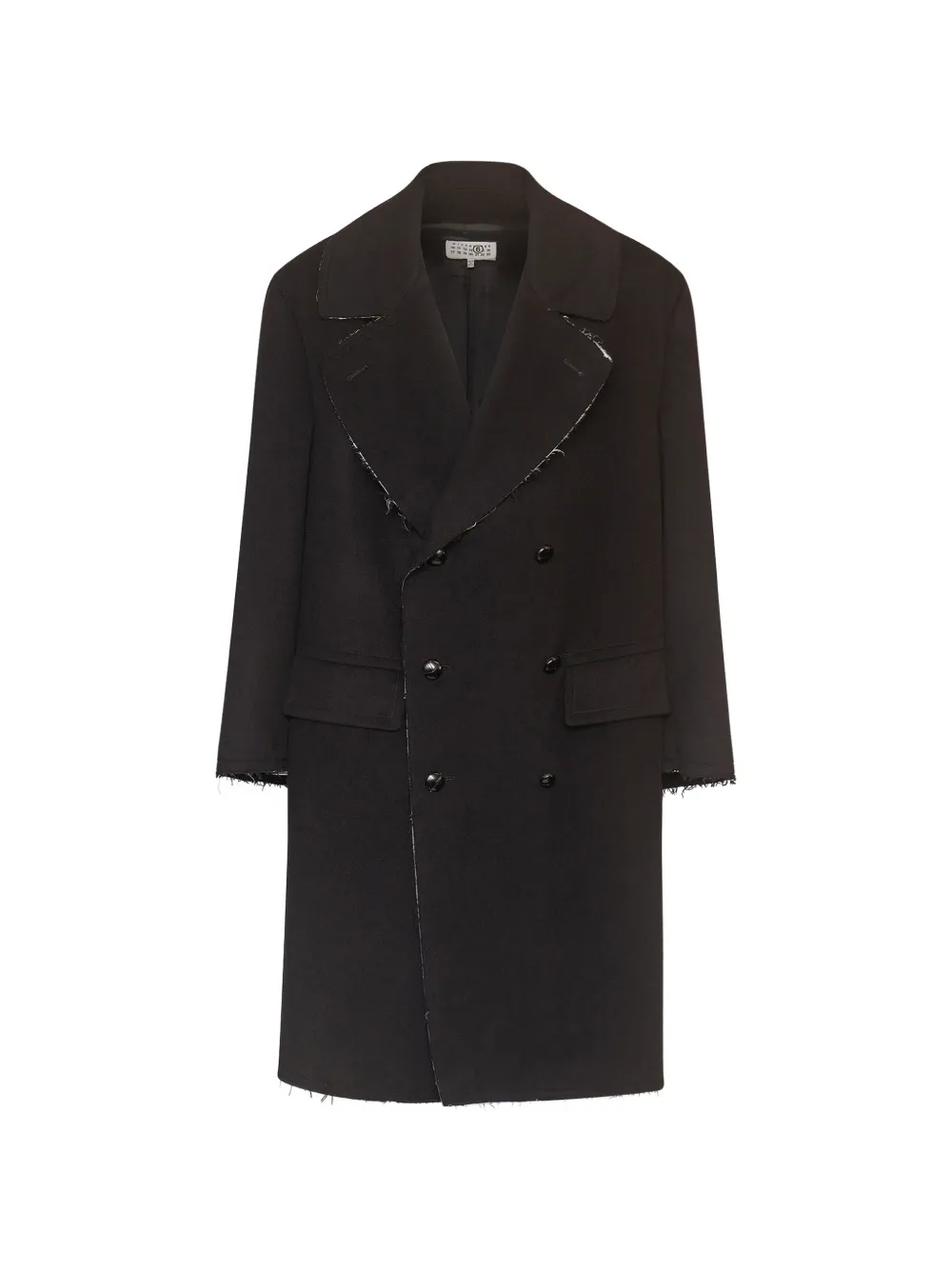 MM6 Maison Margiela Wollen jas met gerafelde afwerking Zwart