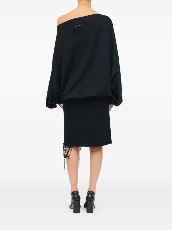 MM6 袖サテン切り替えロングスリーブカットソー MM6 Maison Margiela ロングスリーブ トップ | ブラック | FARFETCH JP