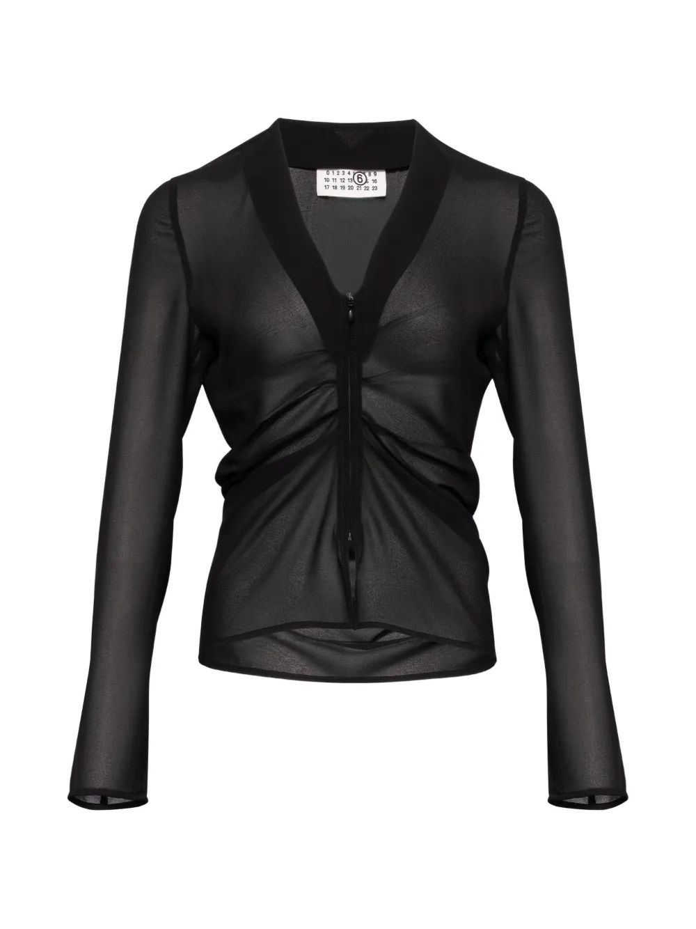 MM6 Maison Margiela gathered chiffon V-neck top - Black