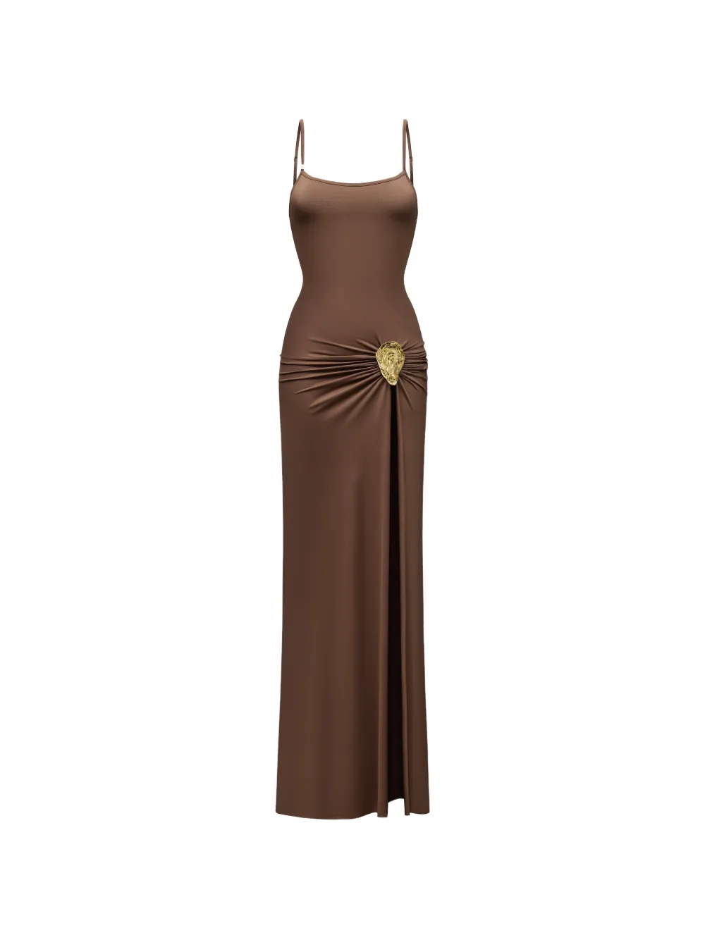 KOROBEYNIKOV ruched oyster-embellished maxi dress