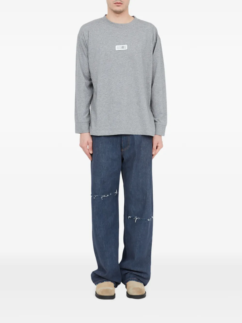 MM6 Maison Margiela katoenen jersey top met lange mouwen Grijs