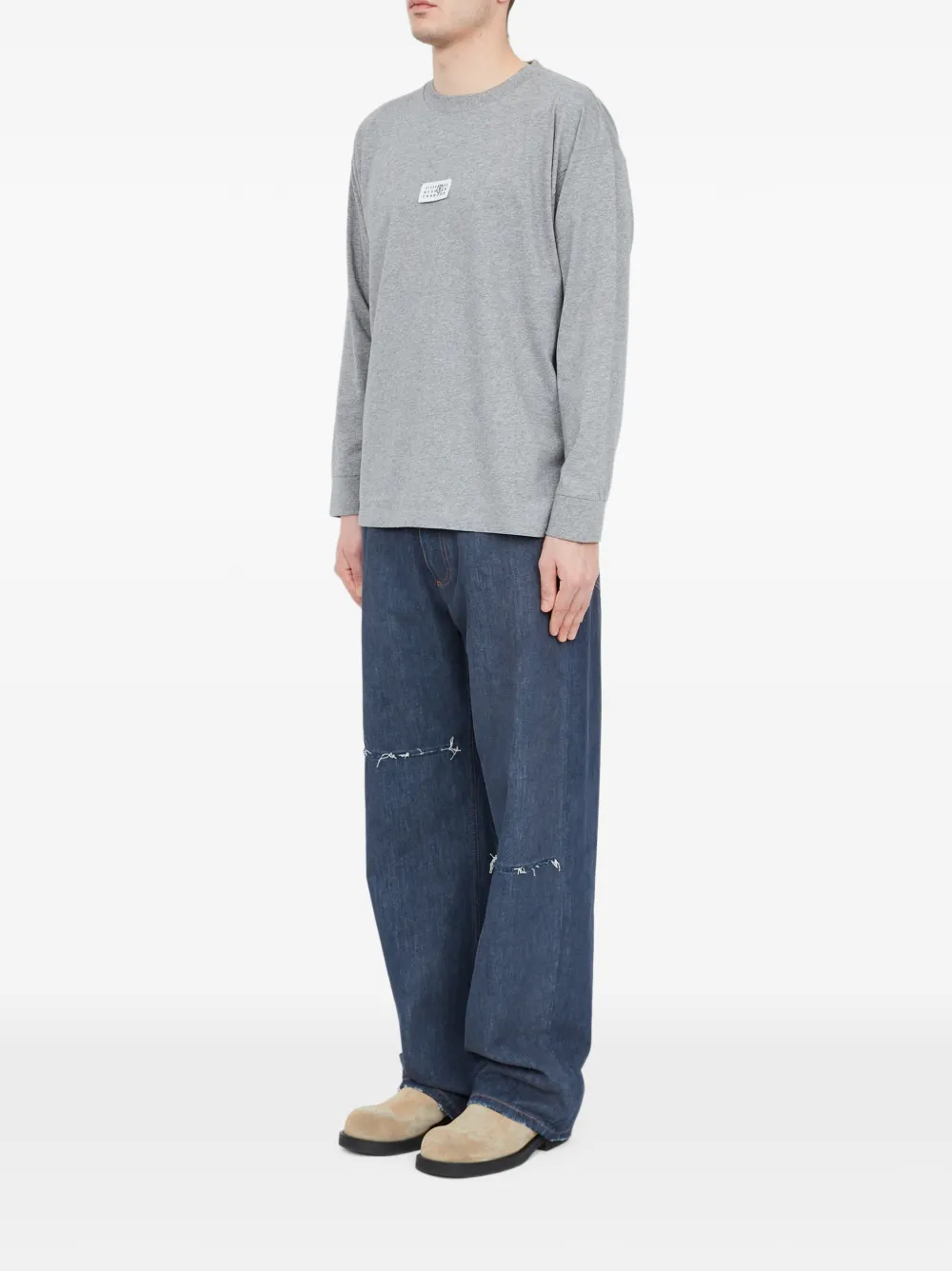 MM6 Maison Margiela katoenen jersey top met lange mouwen Grijs