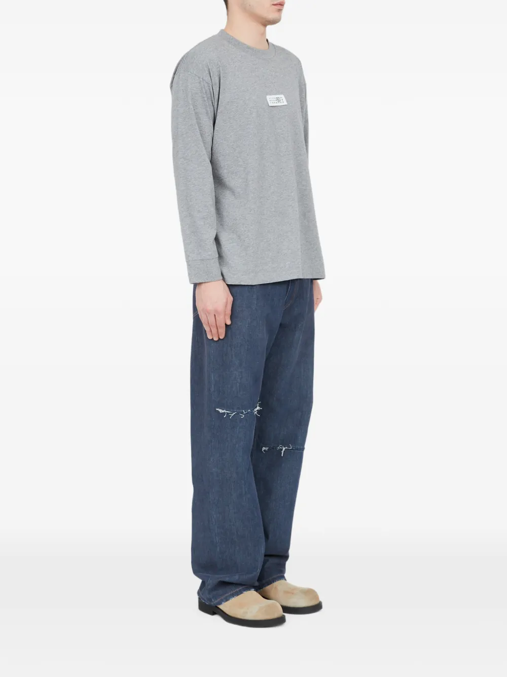 MM6 Maison Margiela katoenen jersey top met lange mouwen Grijs