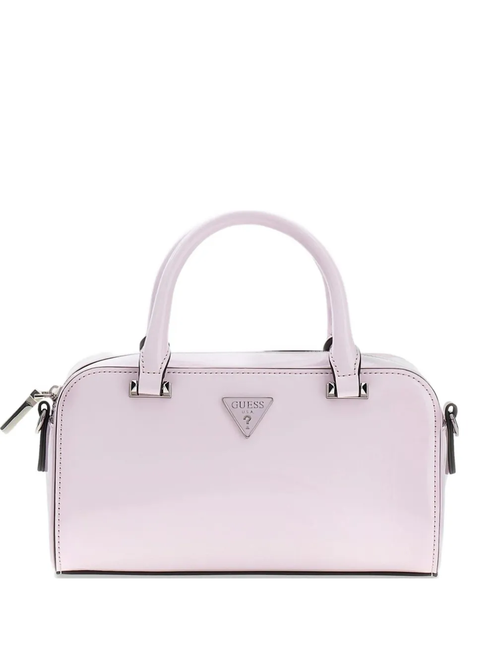 GUESS USA Mini Handtasche in Lackoptik mit Logo-Schild - Rosa
