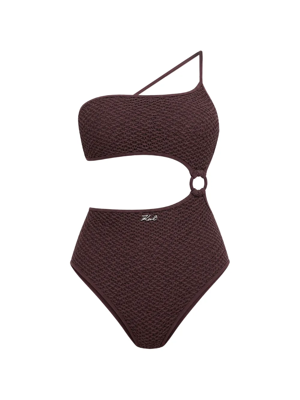 Karl Lagerfeld crochet-knit cut-out swimsuit - Braun