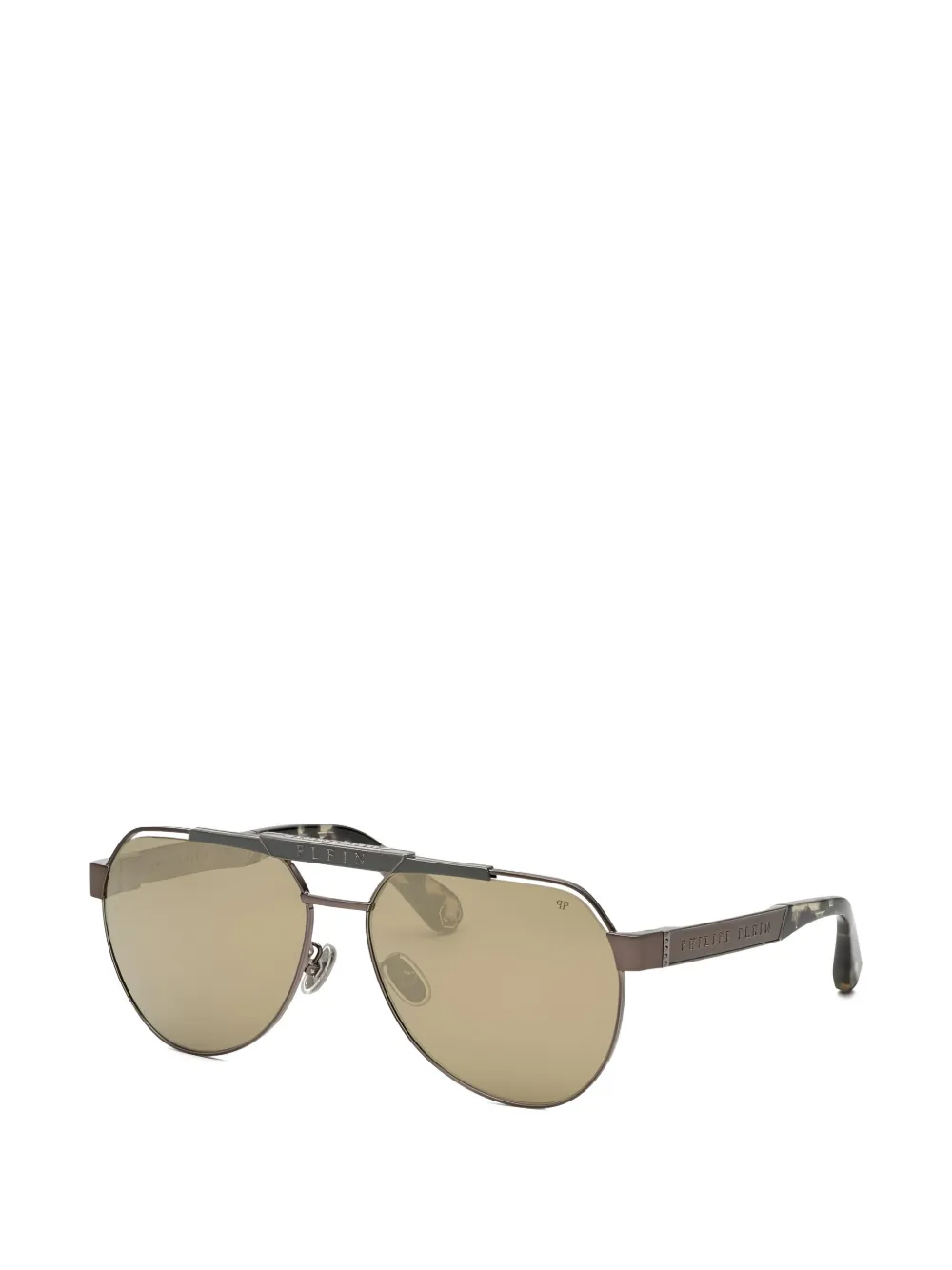 Philipp Plein Eyewear logo-plaque pilot-frame sunglasses - Marrone