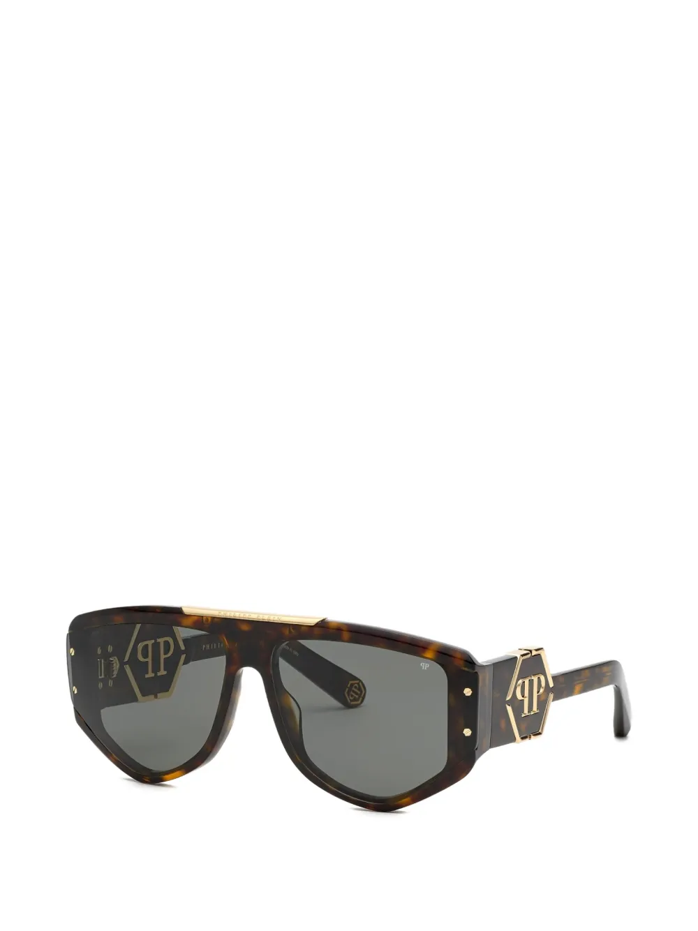 Philipp Plein logo-plaque pilot-frame sunglasses - Marrone