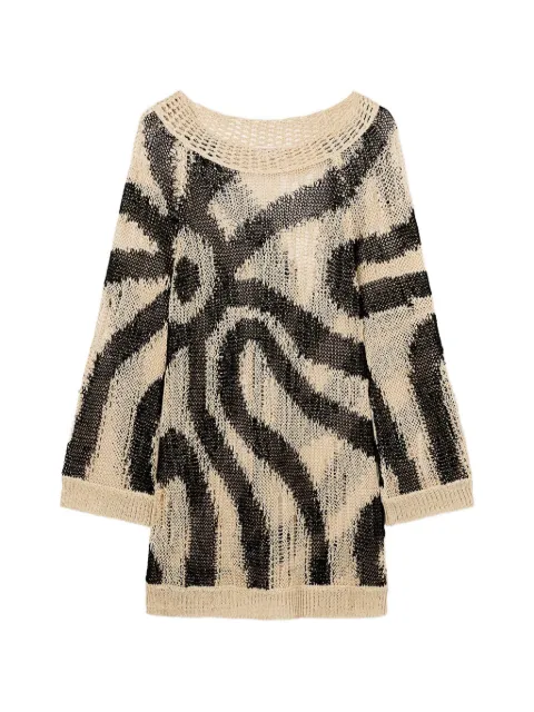 PUCCI Marmo-print crochet-knit linen dress