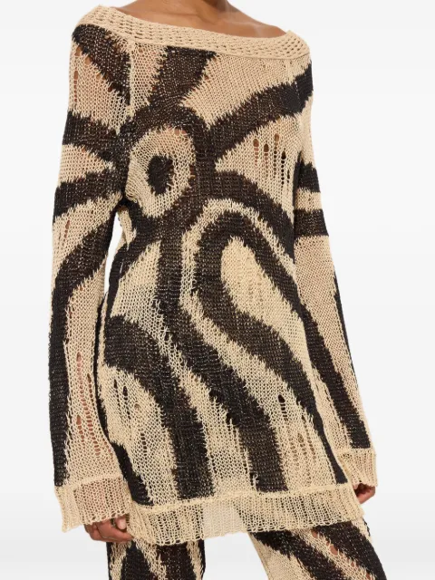 PUCCI Marmo-print crochet-knit linen dress