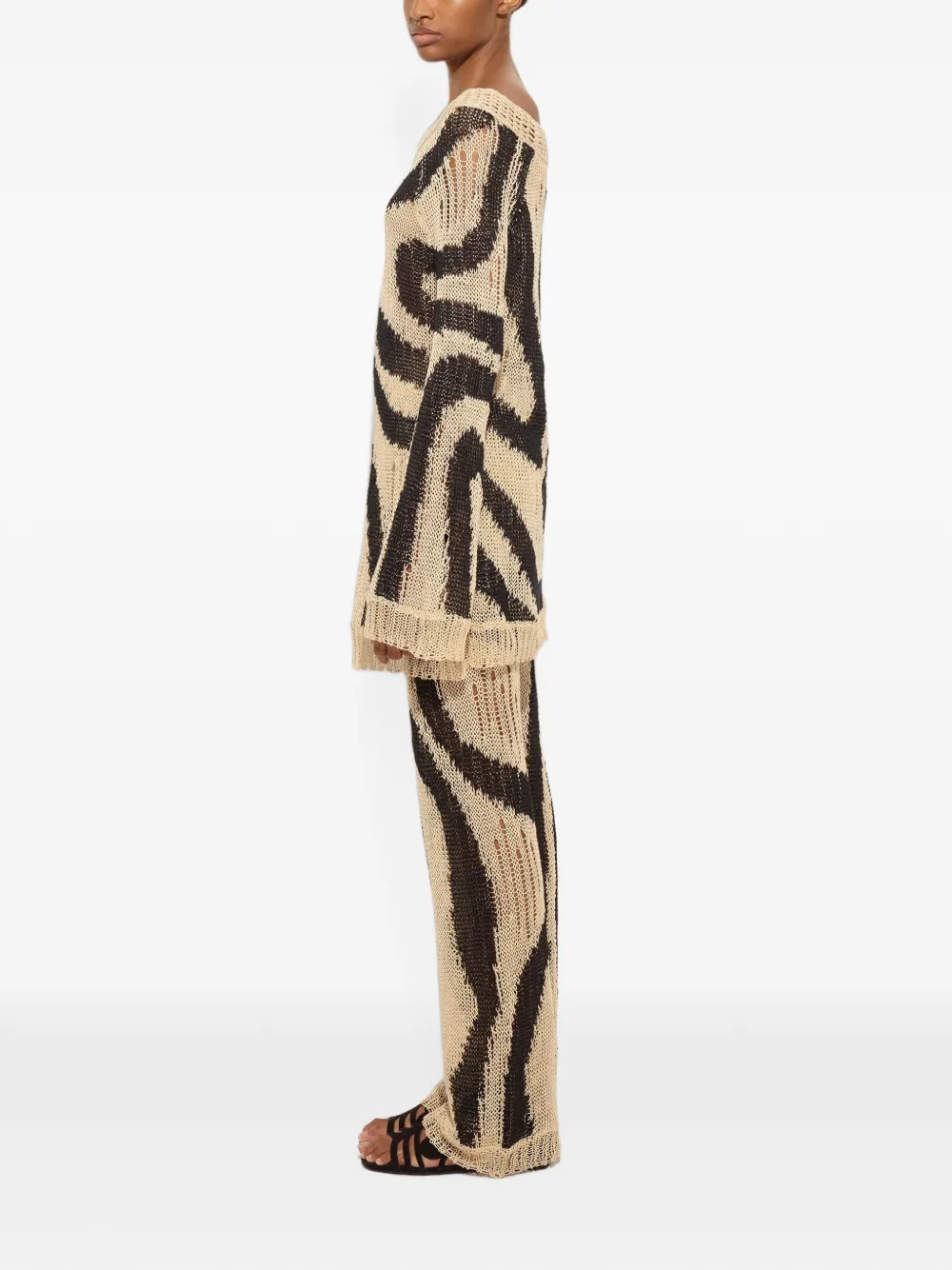 PUCCI Gehaakte linnen jurk met Marmo-print Beige