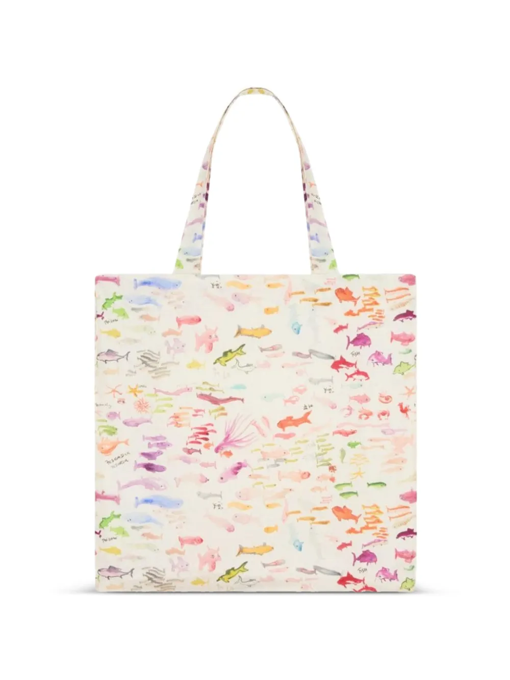 Vilebrequin x Fabrice Hyber fish-print linen beach bag - Nude