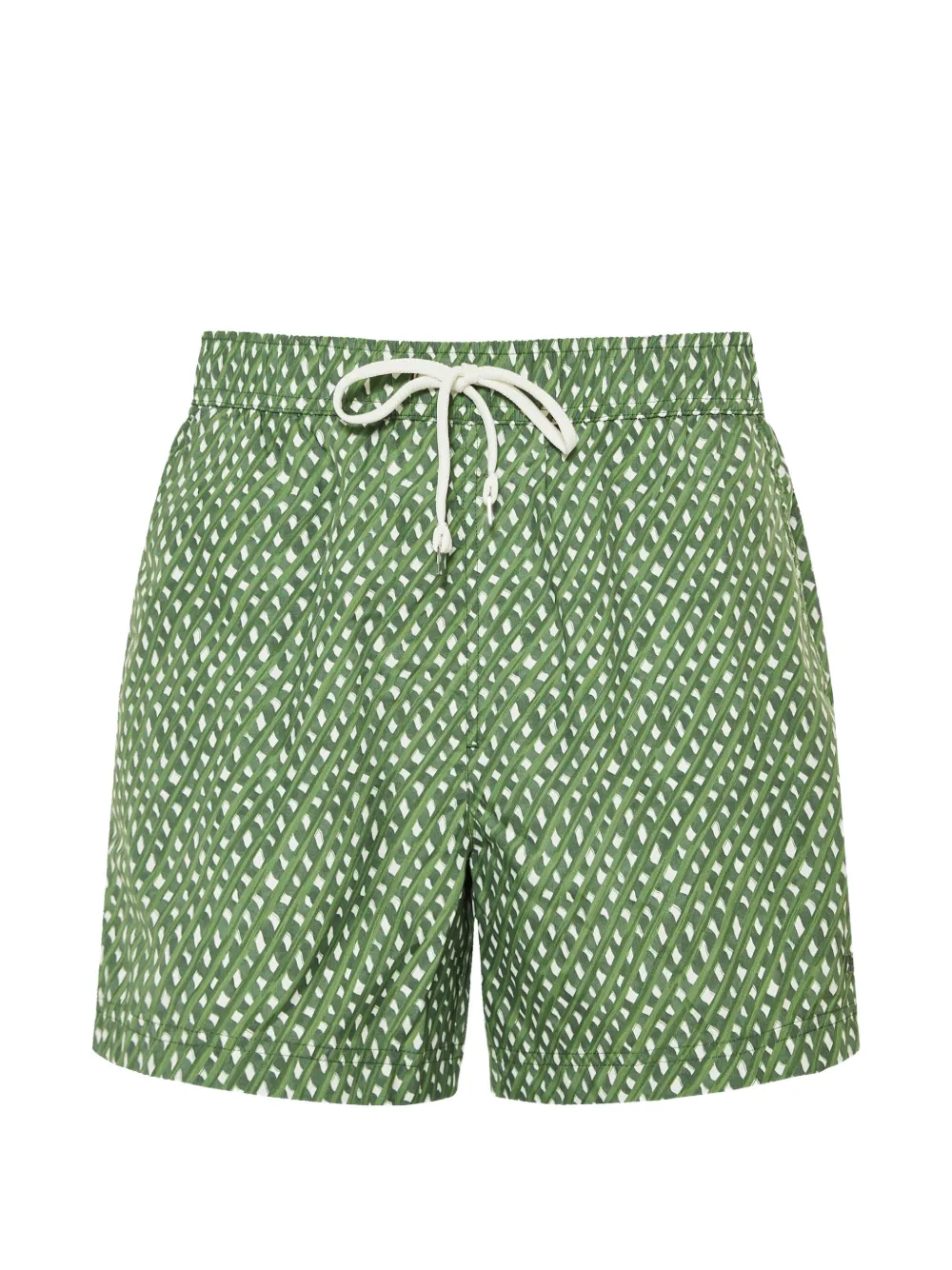 Zegna Geometric-print Drawstring-waist Swim Shorts In Green