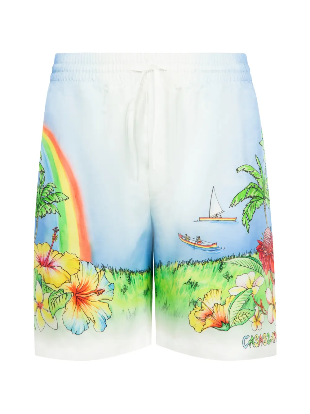 Casablanca Aloha-print silk swim shorts - Blu