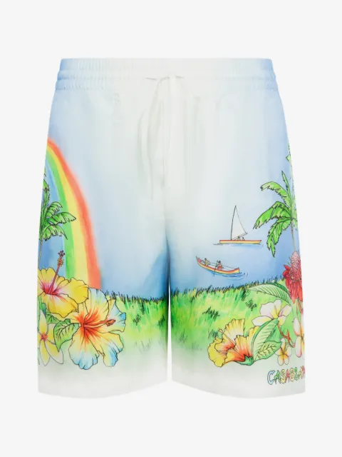 Casablanca Aloha-print silk swim shorts