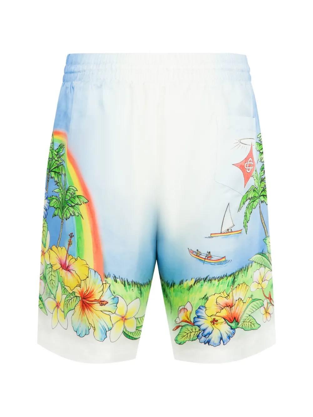 Casablanca Zijden zwembroek met Aloha-print Blauw