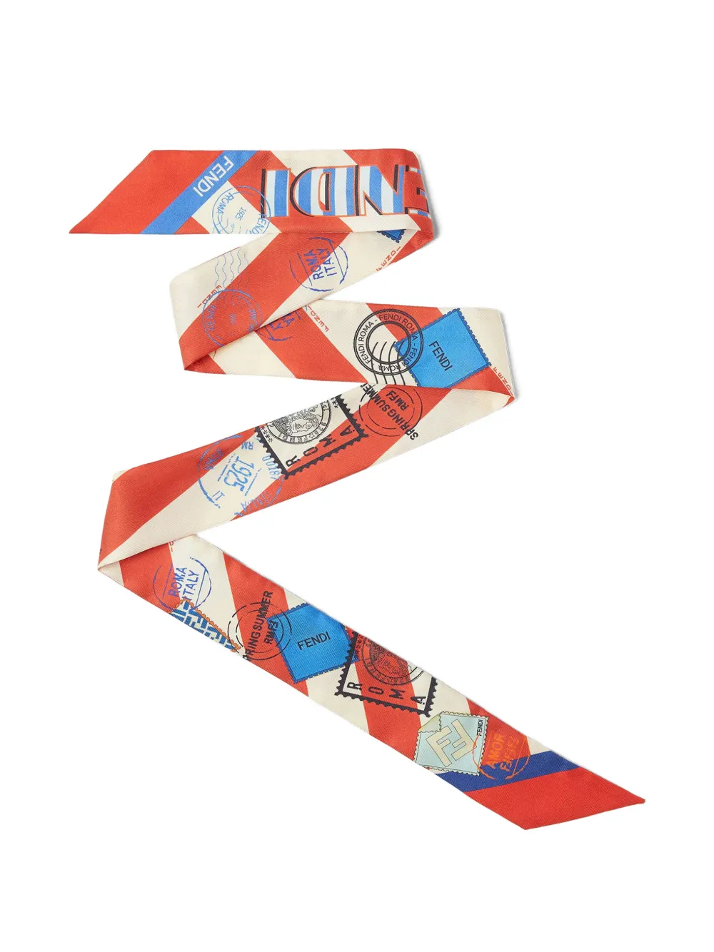 FENDI stamp-print striped scarf - Rot